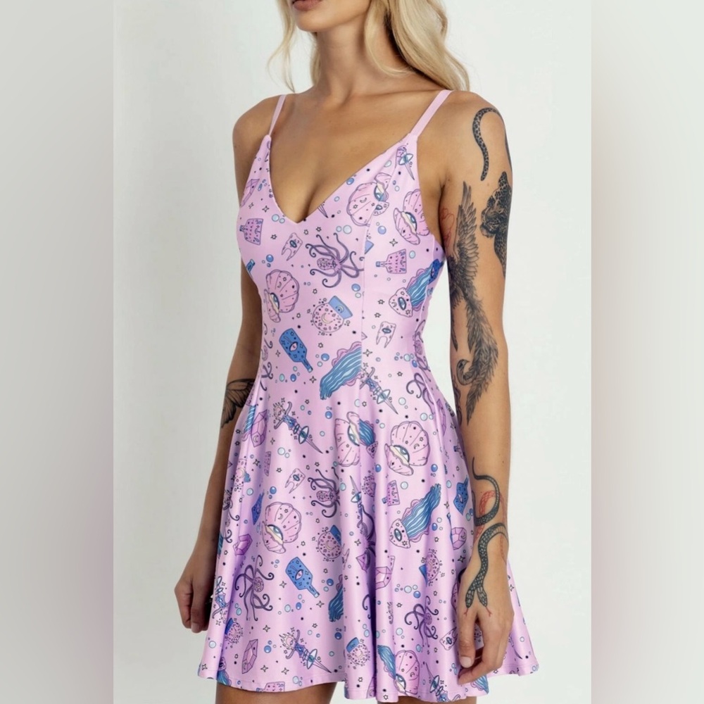 NWT Blackmilk I Was A Teenage Sea Witch Mini Strappy Dress Pink Size Large - Picture 2 of 12